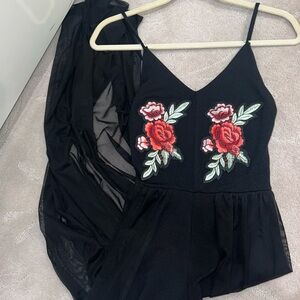 LIGHTLY WORN!! Romper with flowy fabric attached